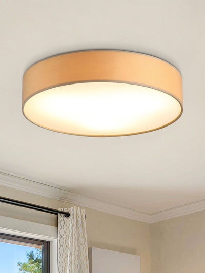 Next Searchlight Champagne and White Mason 3 Light Flush Velvet Shade Ceiling Light- Buy online at McGrocer
