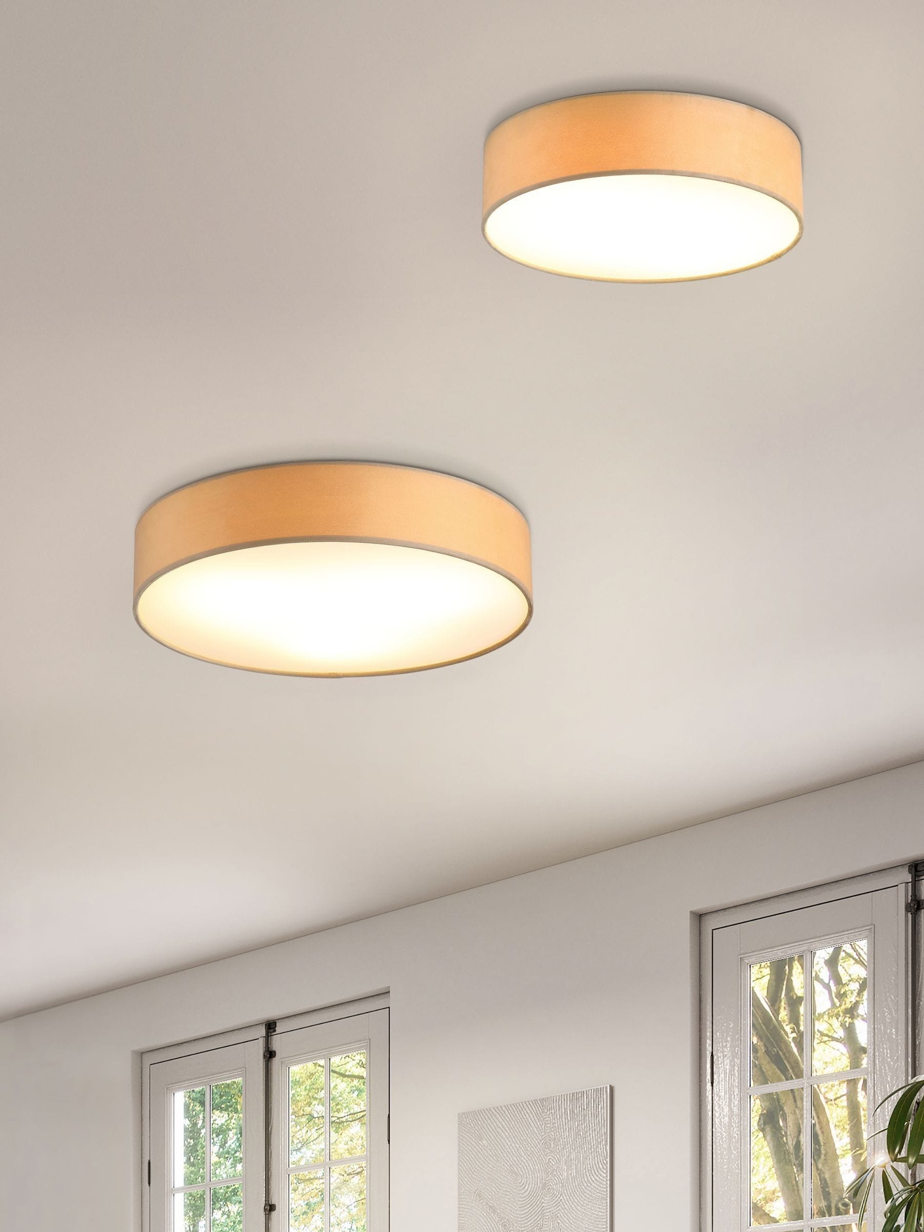 Searchlight flush ceiling light velvet champagne 50cm, imported from the UK