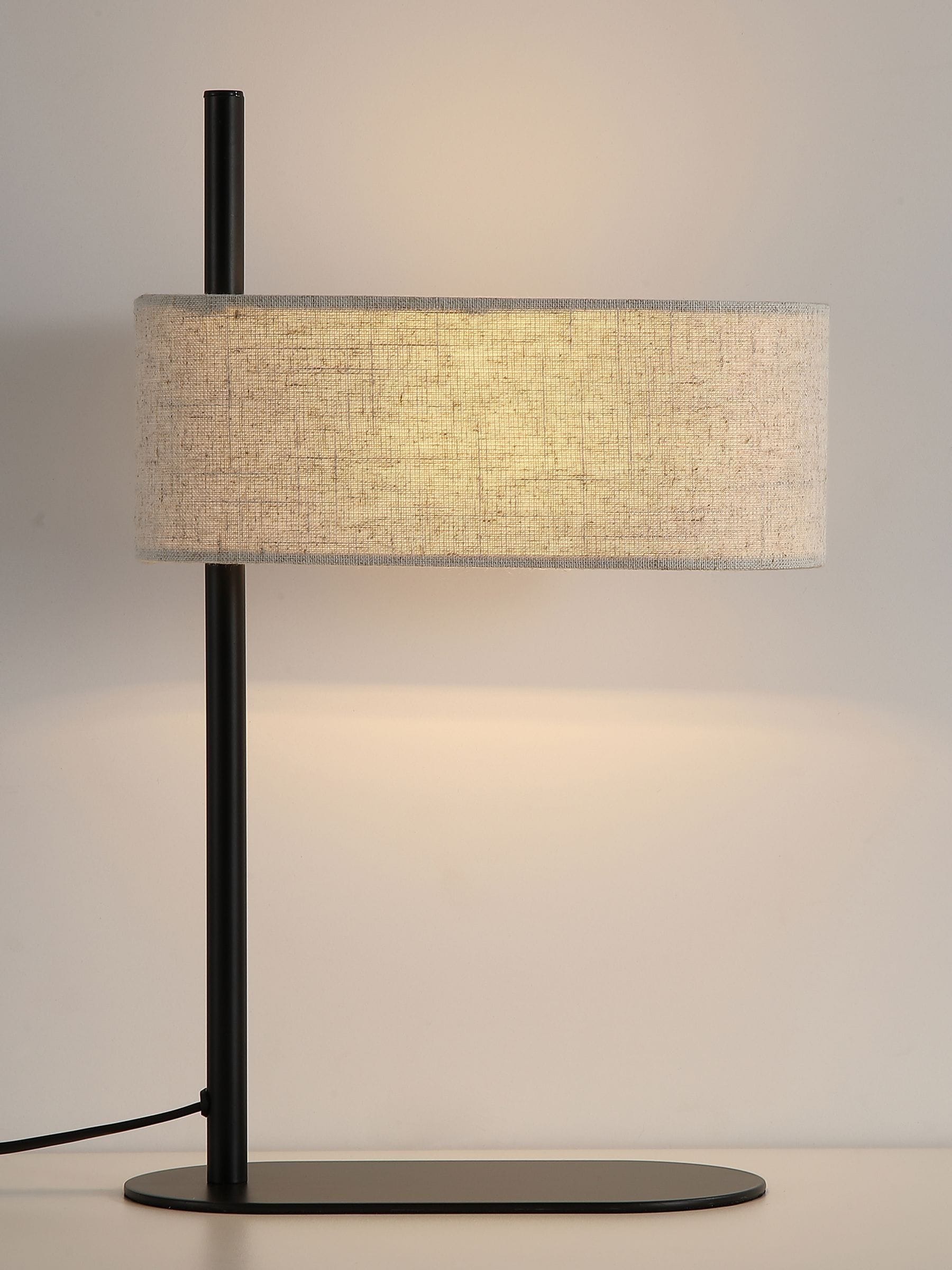 Searchlight Larsen table lamp matt black linen shade 43cm - British product
