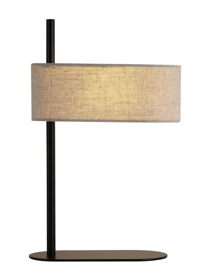 Searchlight Larsen table lamp matt black linen shade 43cm - British product