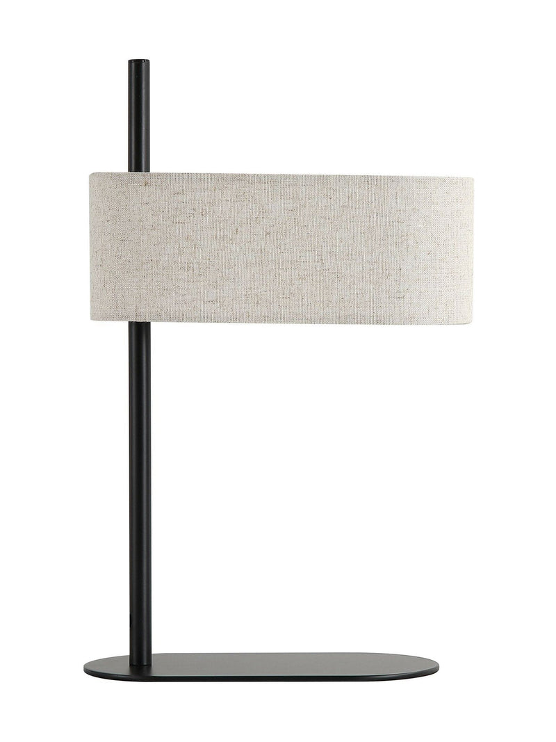 Searchlight Larsen table lamp matt black linen shade 43cm - British product