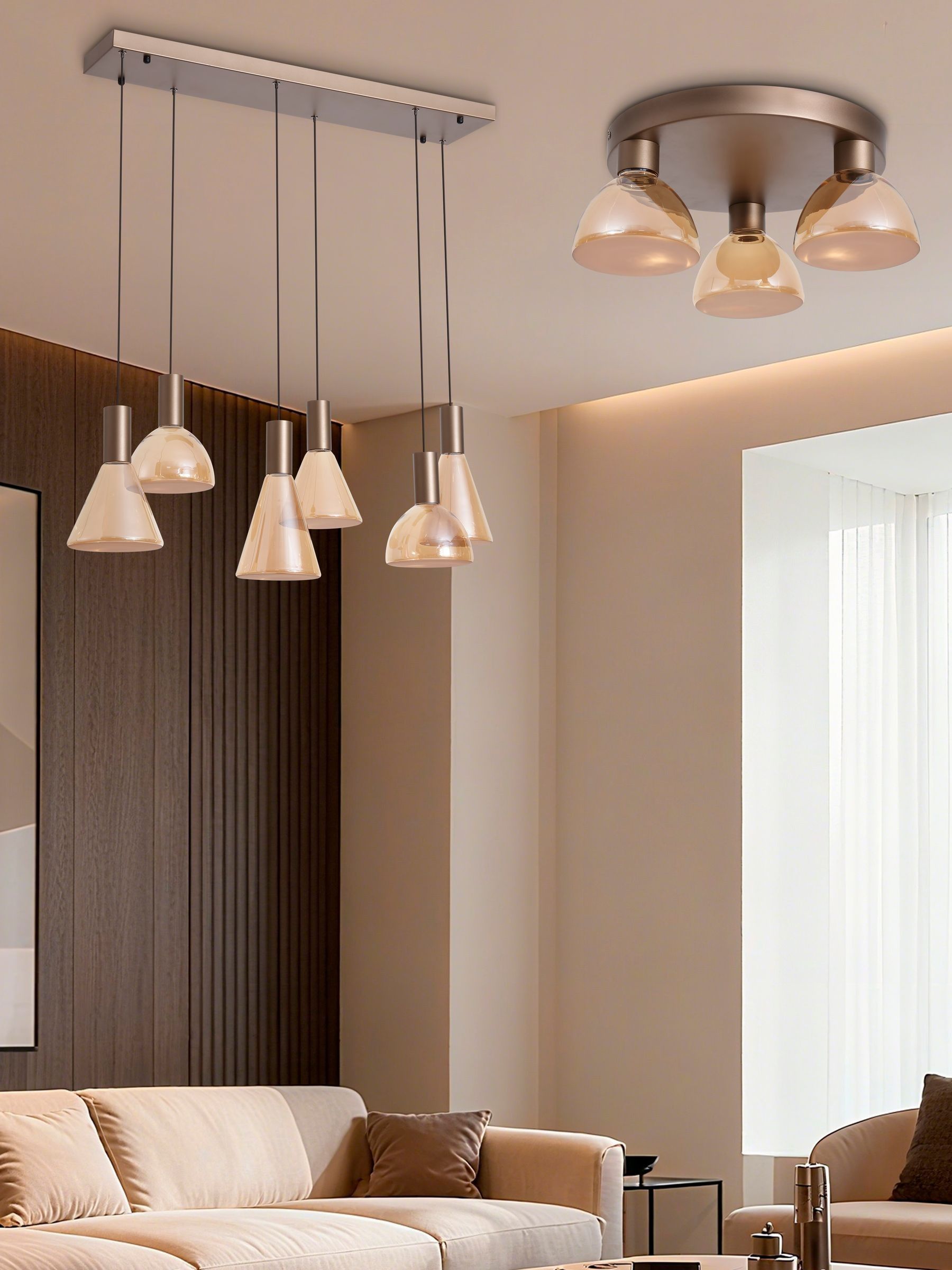 Searchlight Brown Trudy LED flush ceiling light, UK version