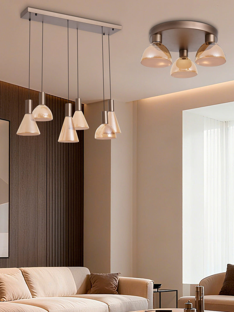 Searchlight Brown Trudy LED flush ceiling light, UK version