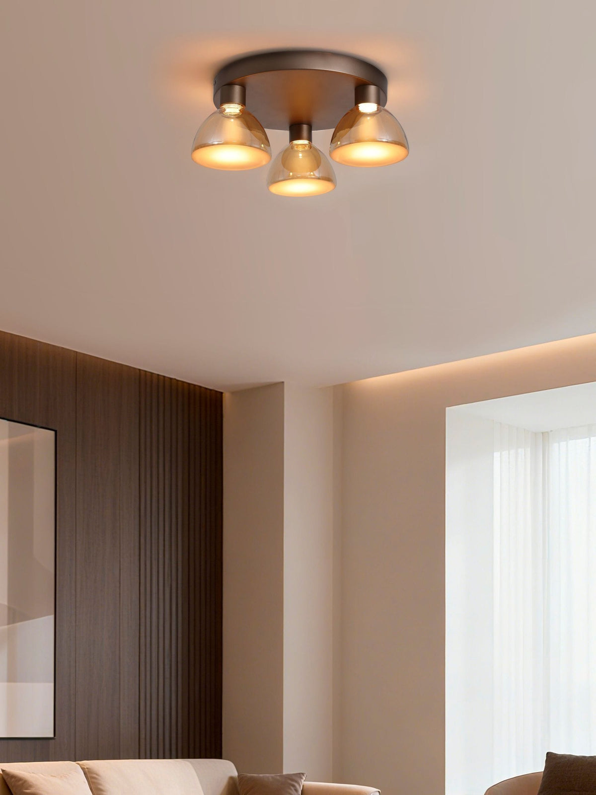Searchlight Brown Trudy LED flush ceiling light, UK version