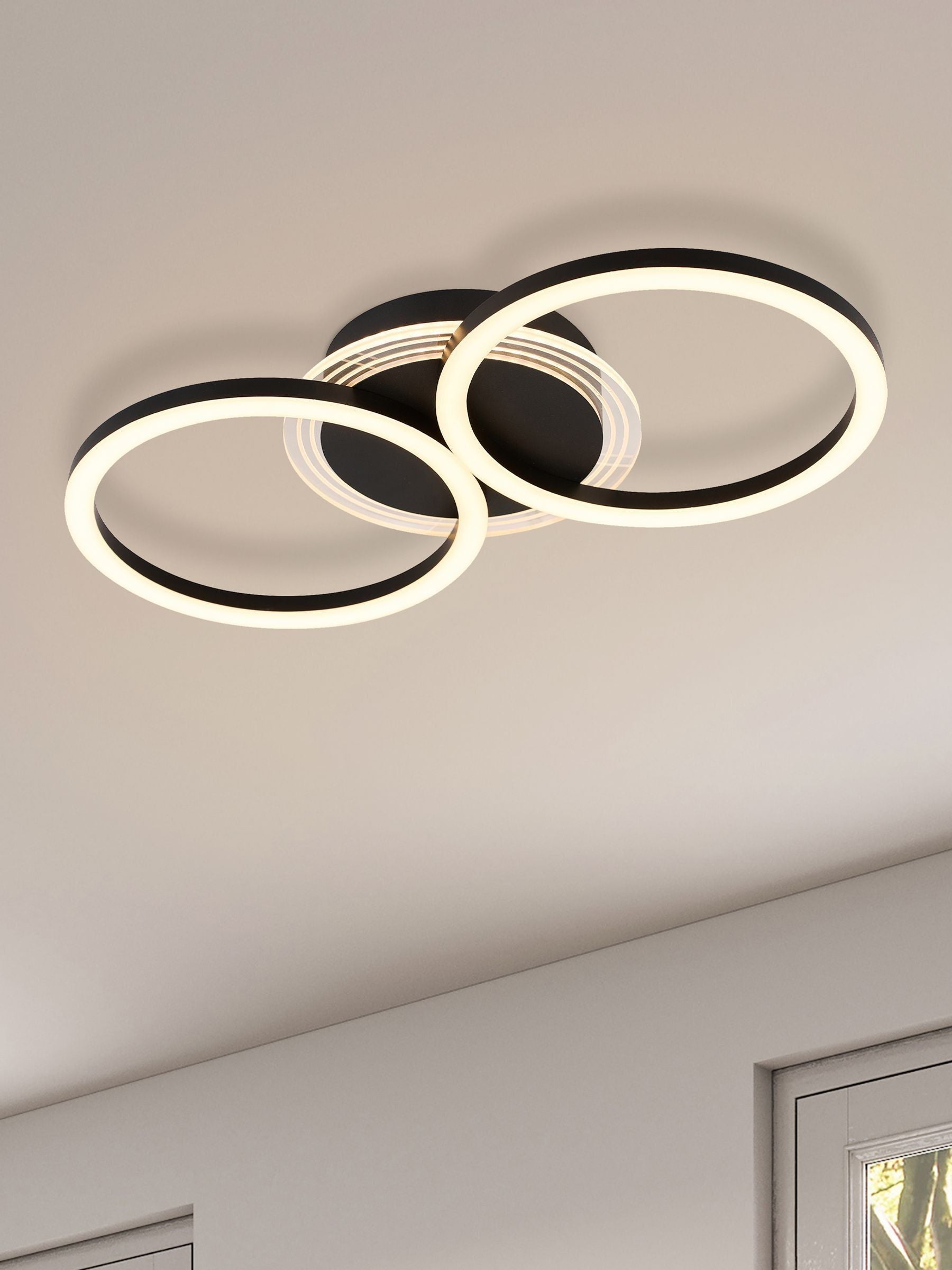 Searchlight Black Deni LED flush ceiling light (British brand)