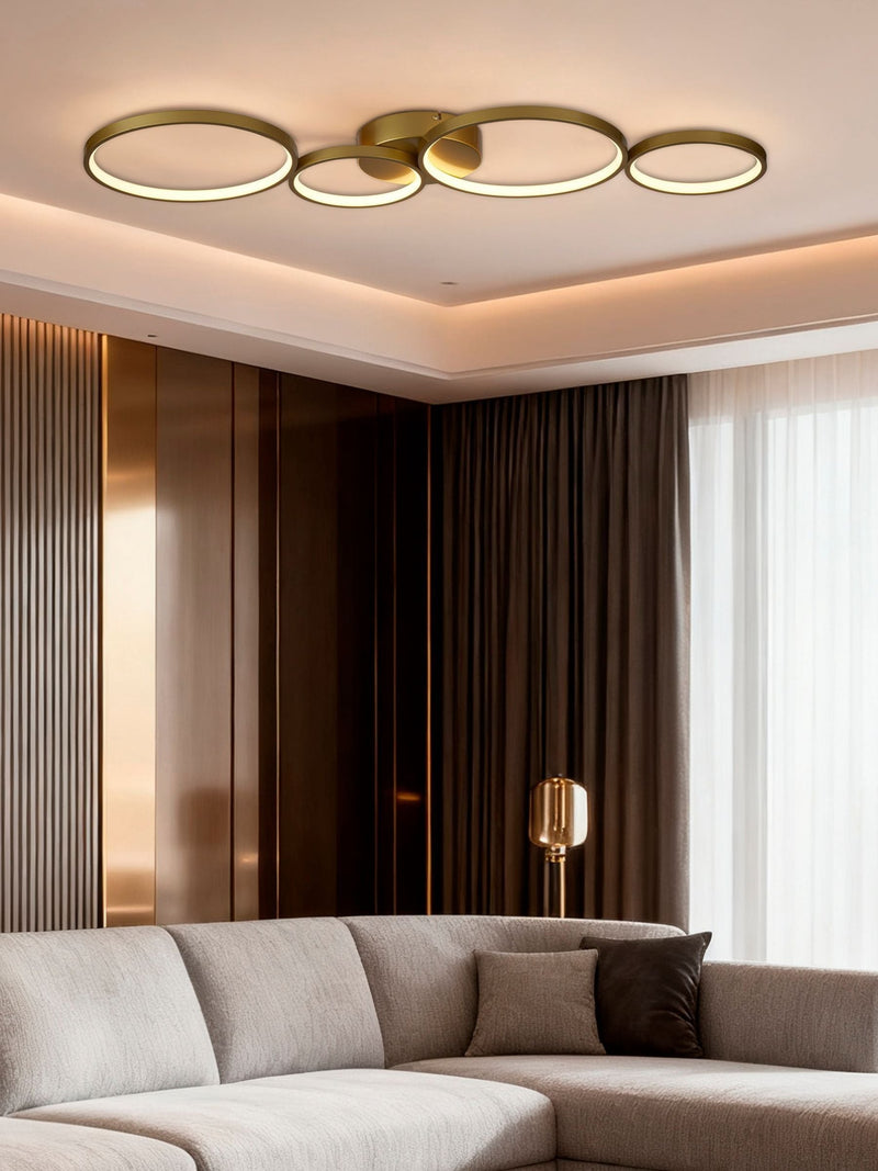 Searchlight gold Aflix LED flush ceiling light, imported from the UK