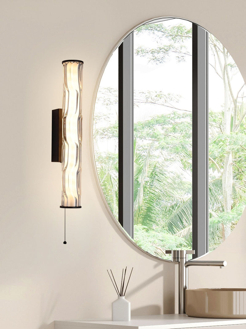 Searchlight Raphie LED wall light black clear glass, imported from the UK