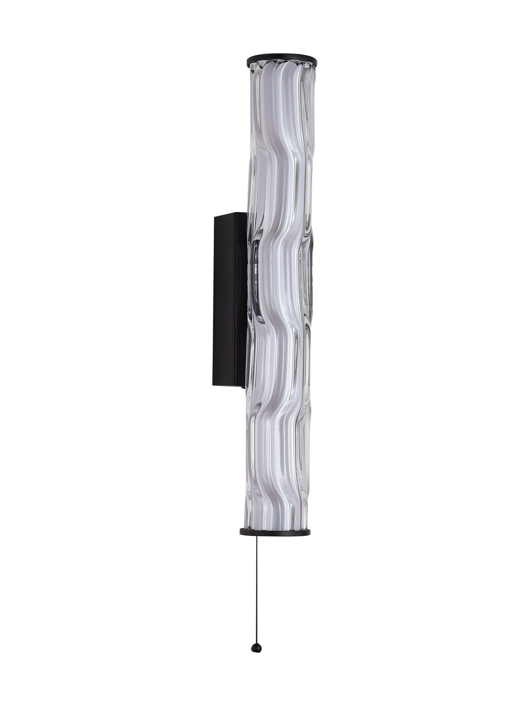 Searchlight Raphie LED wall light black clear glass, imported from the UK