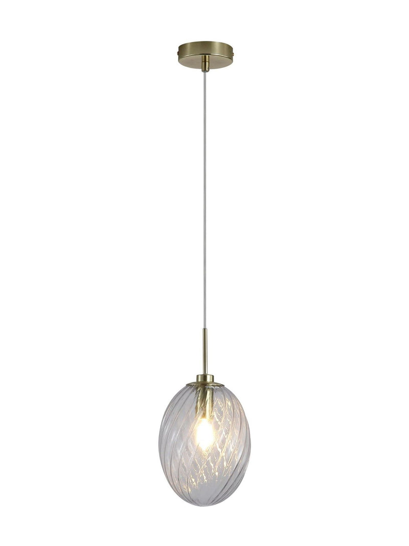 Searchlight satin brass and clear glass pendant light - British product