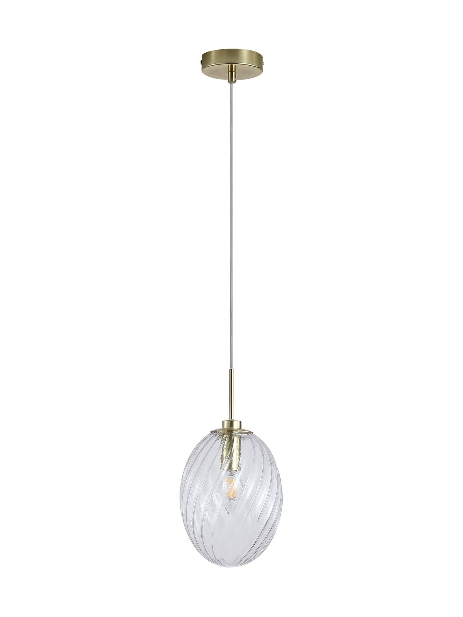 Searchlight satin brass and clear glass pendant light - British product