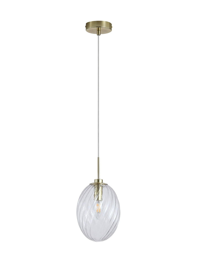 Searchlight satin brass and clear glass pendant light - British product