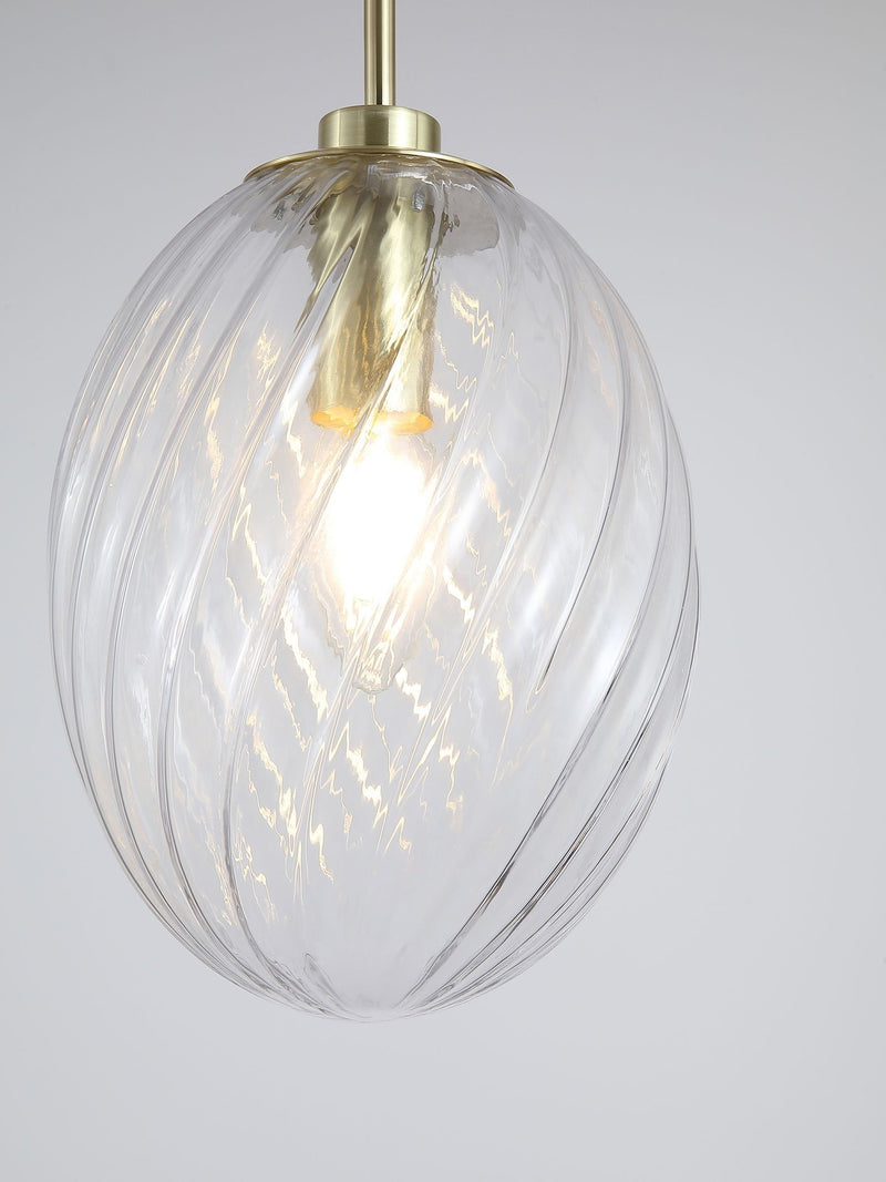 Searchlight satin brass and clear glass pendant light - British product