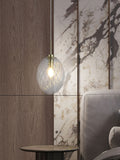 Searchlight satin brass and clear glass pendant light - British product