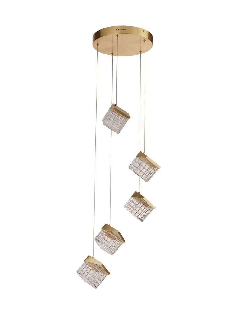 Searchlight Dana 5-light LED pendant satin brass (British brand)