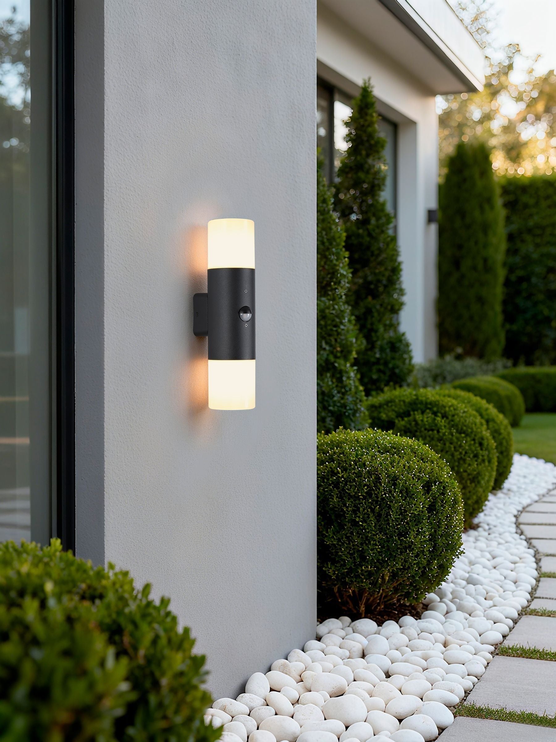 Searchlight Dax black and white outdoor wall light 30cm (British brand)