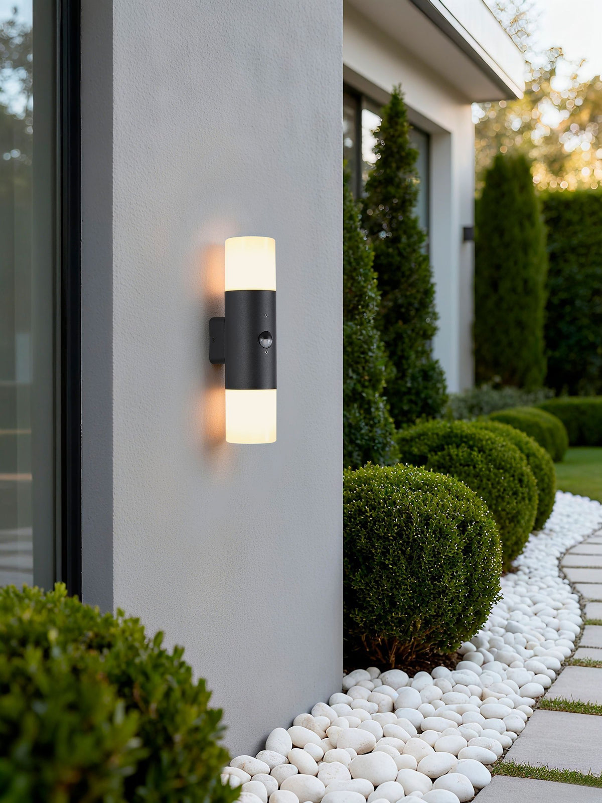 Searchlight Dax black and white outdoor wall light 30cm (British brand)
