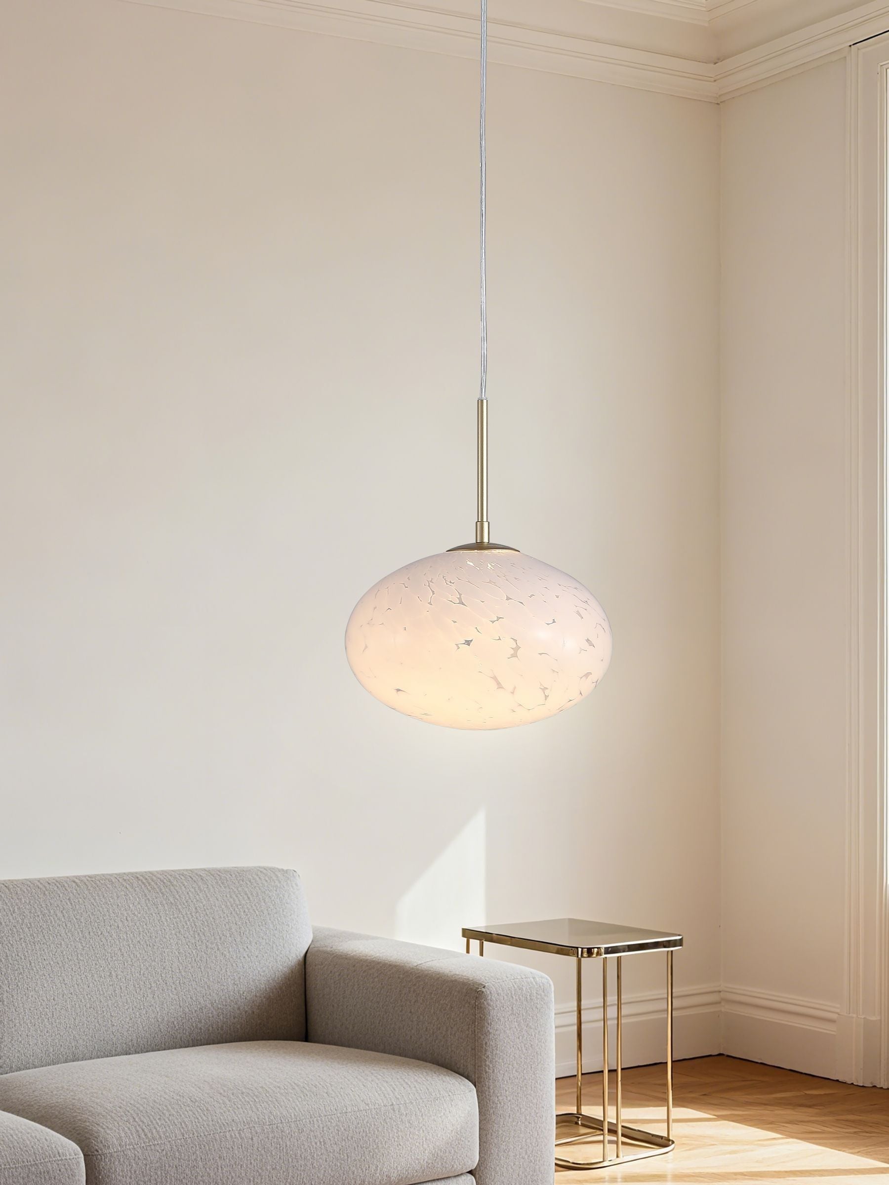 Searchlight Poppy gold pendant confetti glass ceiling light, UK version