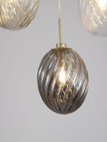 Searchlight Sama five-light bar pendant with swirled glass globes, UK version