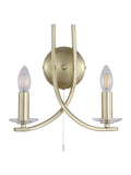 Searchlight satin brass wall light with clear glass shades (British brand)