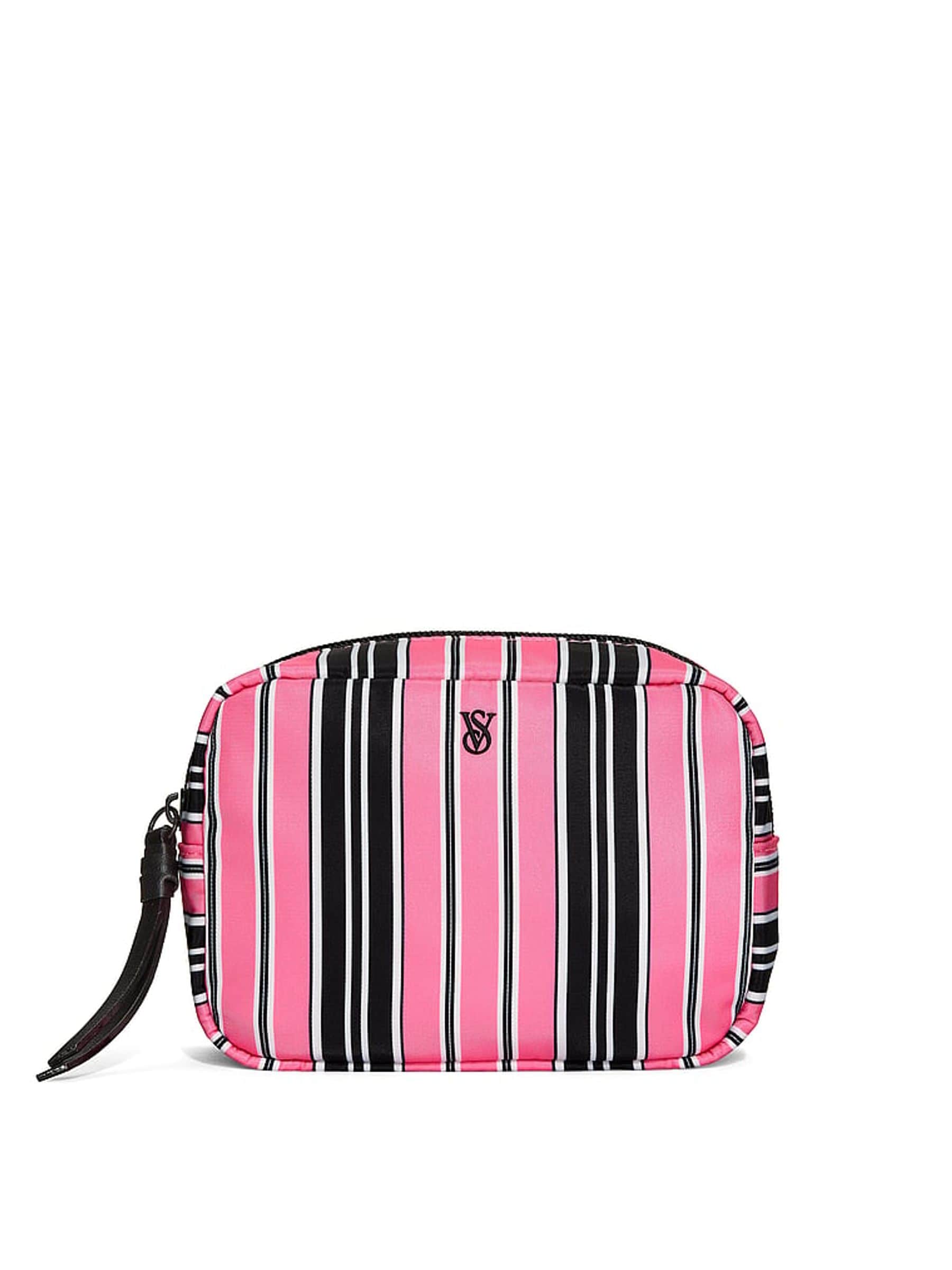 Victoria's Secret Pink Black Stripe Make Up Bag