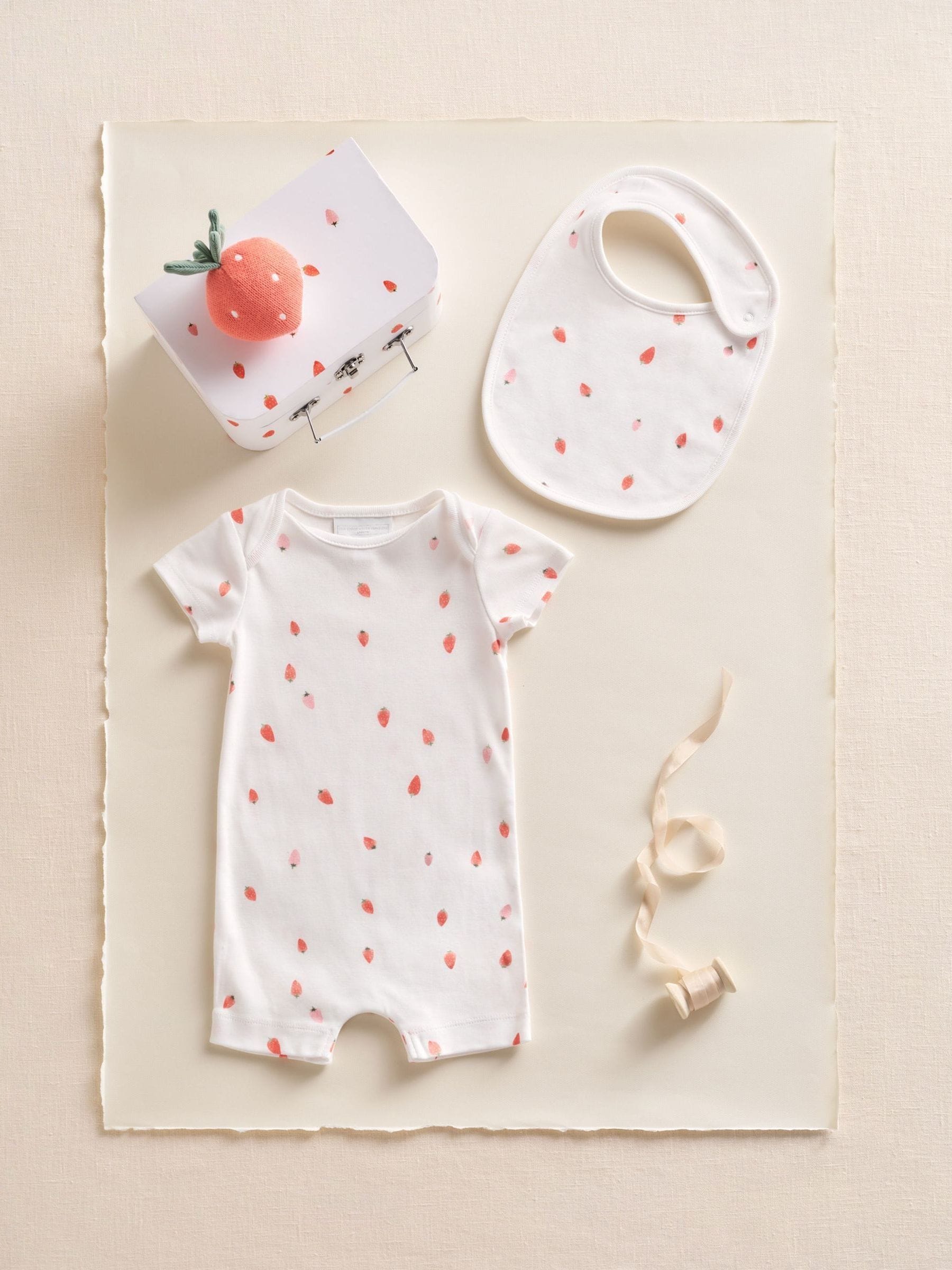 The White Company baby gift set strawberry print, UK version