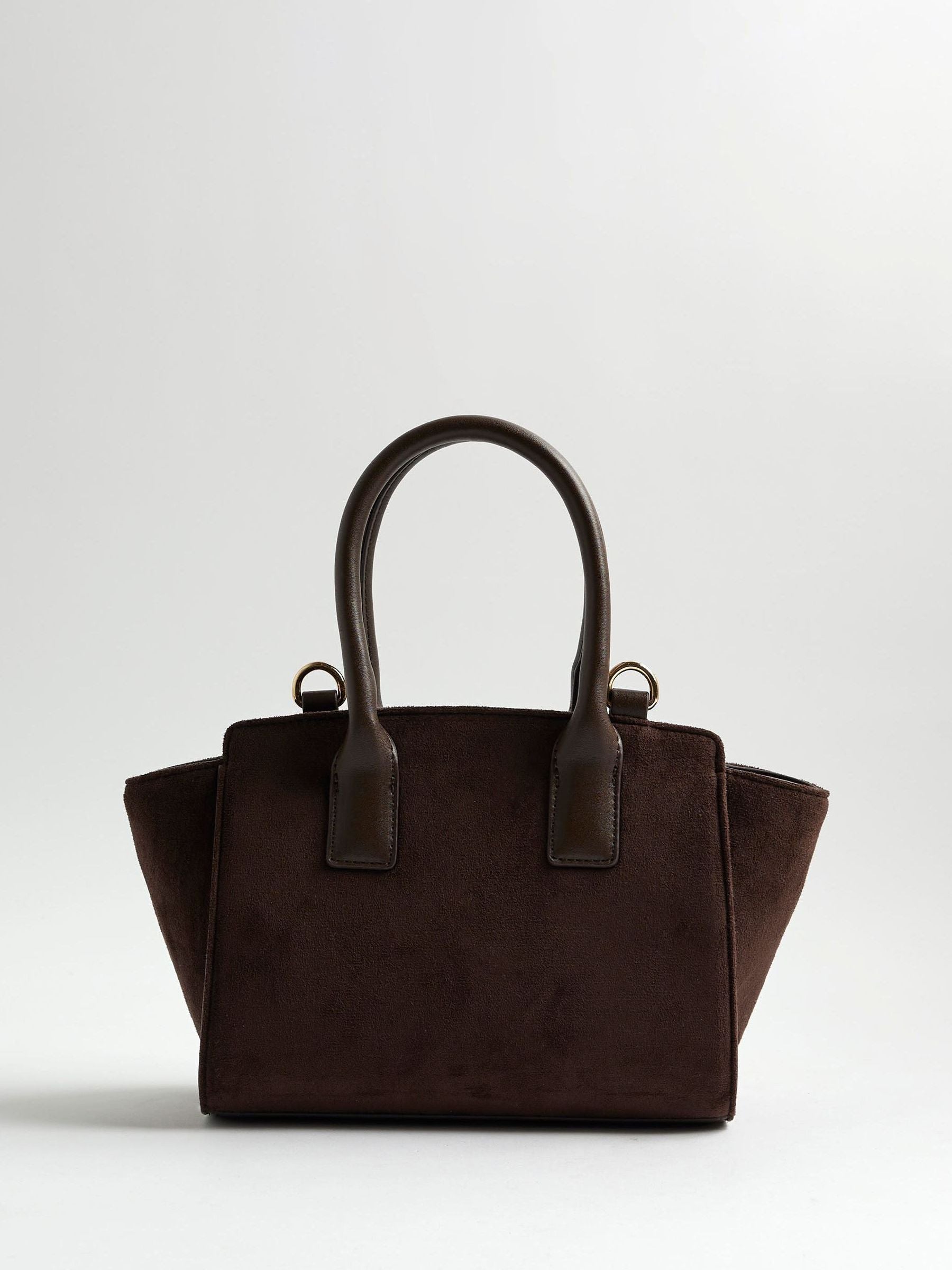 River Island brown faux suede cross-body bag depth 10.5cm - British product
