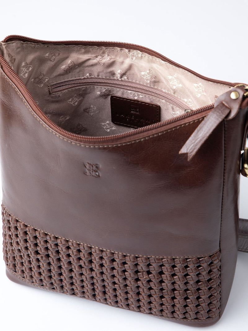 Lakeland Leather Waverton cross-body bag brown leather, imported from the UK