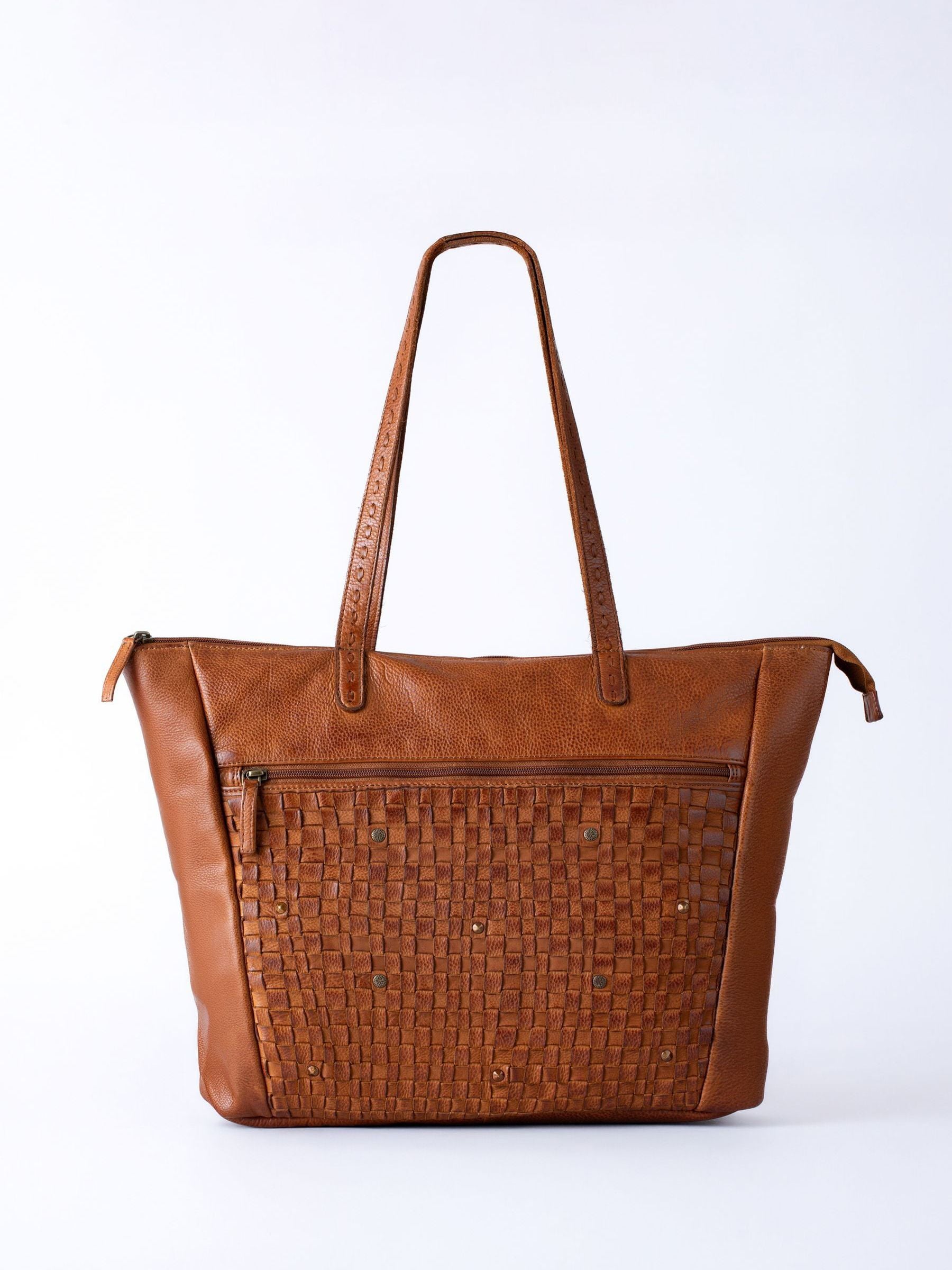 Lakeland Leather Brown Storrs woven tote bag, UK version