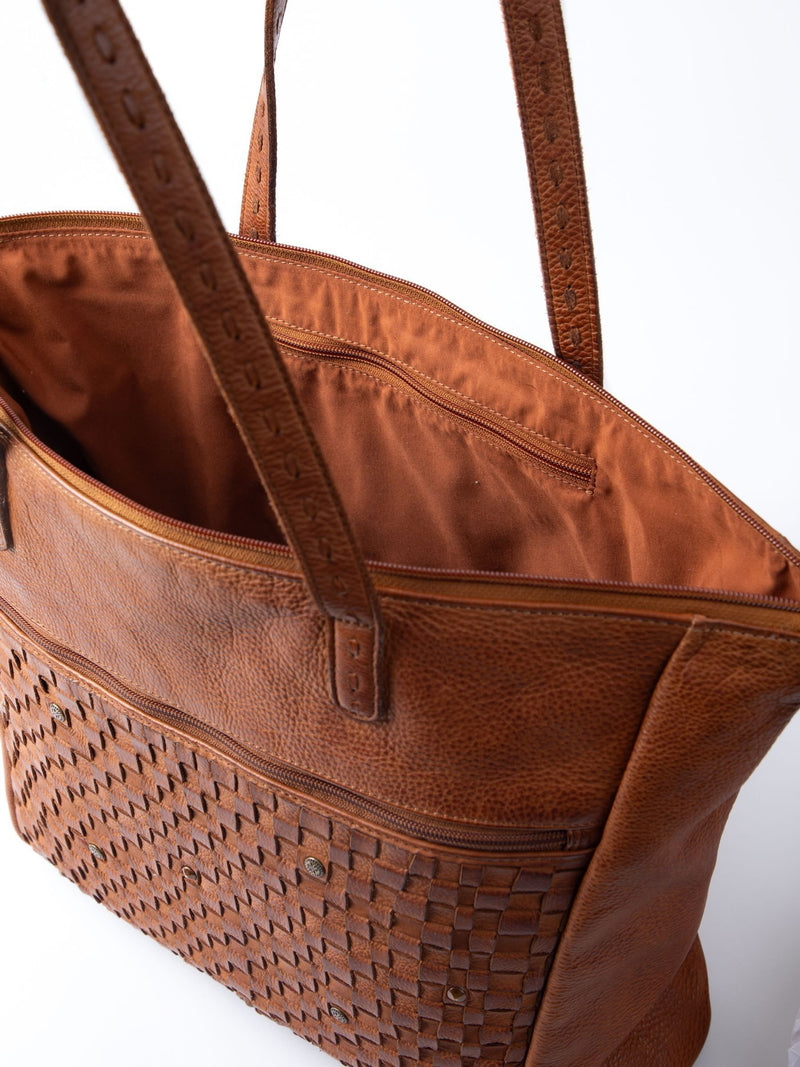 Lakeland Leather Brown Storrs woven tote bag, UK version