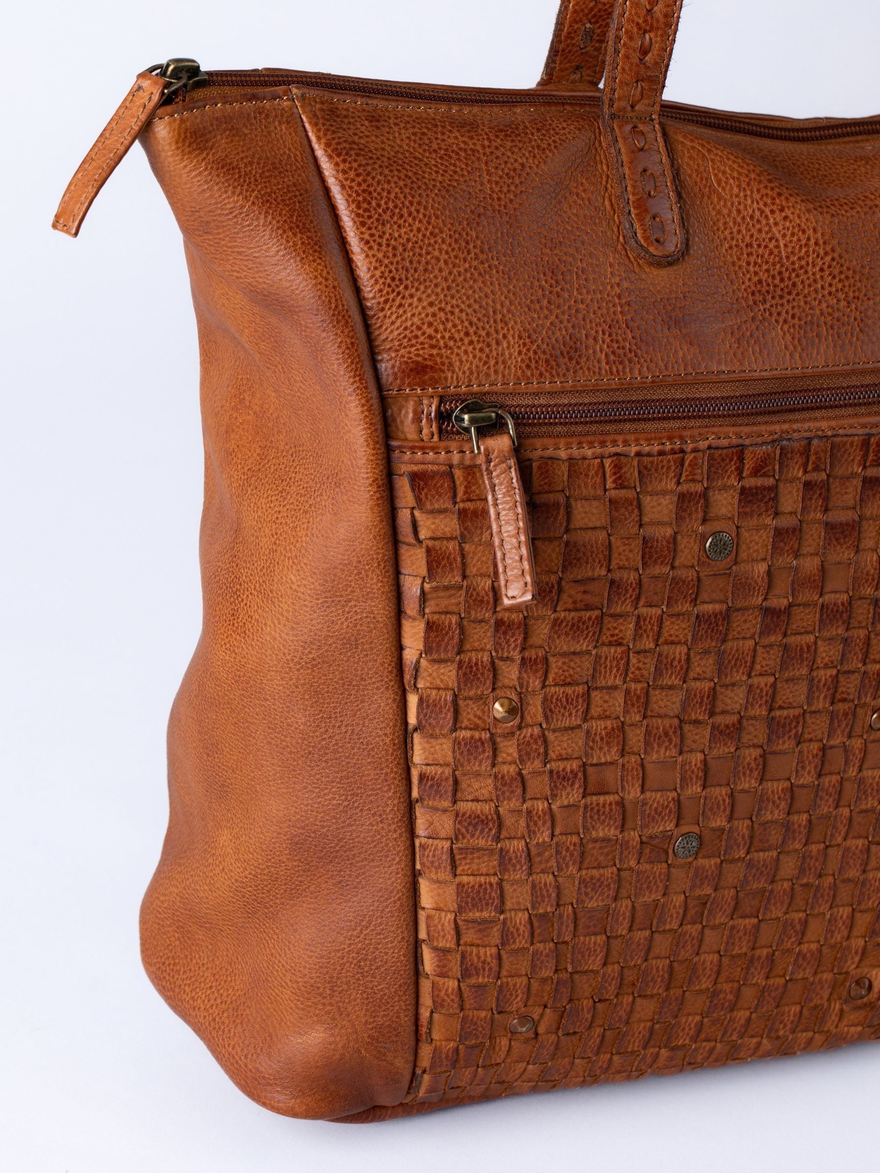 Lakeland Leather Brown Storrs woven tote bag, UK version
