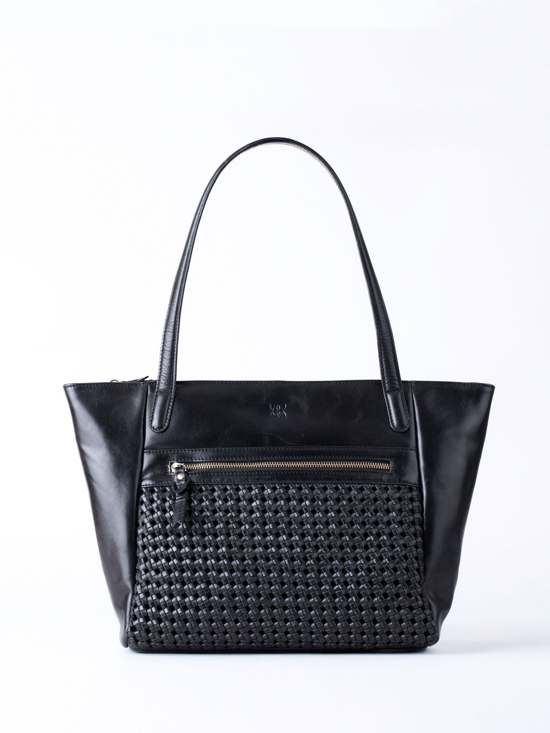 Lakeland Leather Brown Waverton Woven Tote Bag