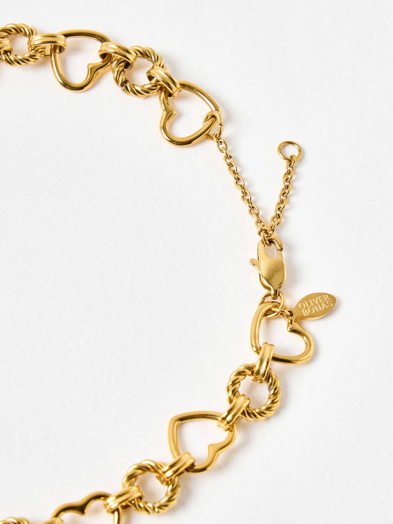 Oliver Bonas gold tone heart chunky chain necklace, imported from the UK