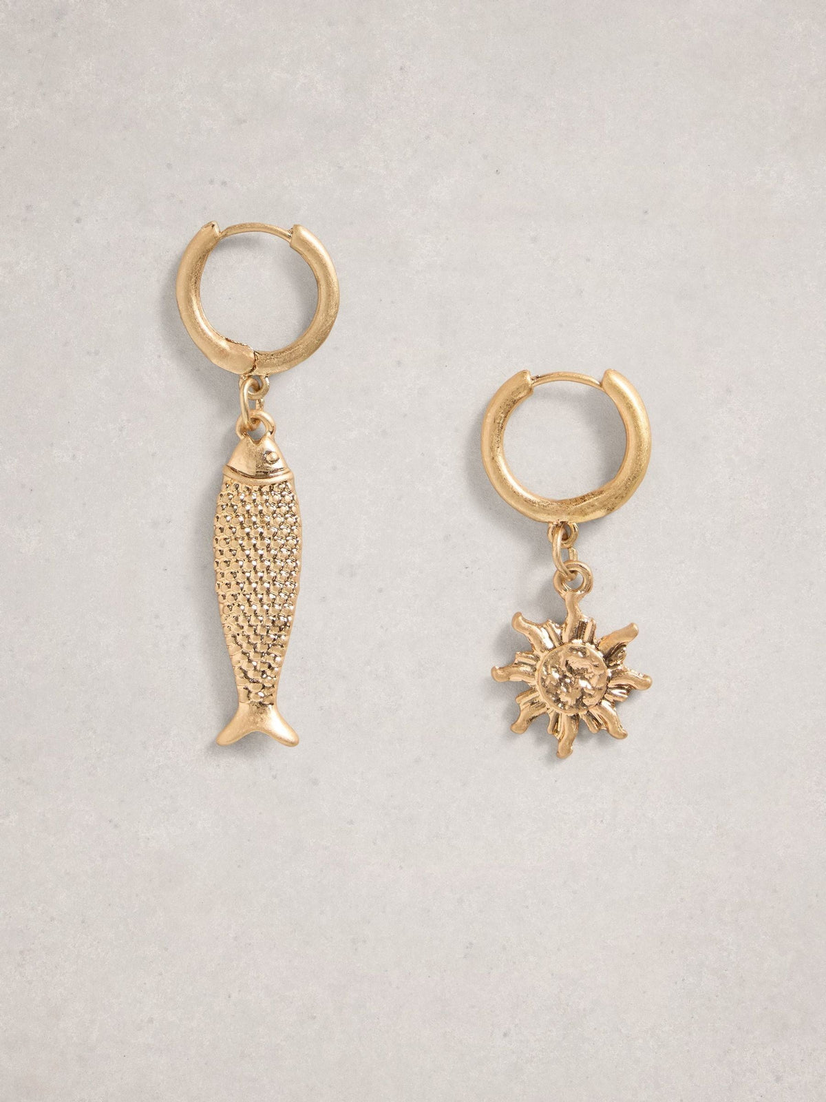 White Stuff gold tone sunny charm earrings, UK version
