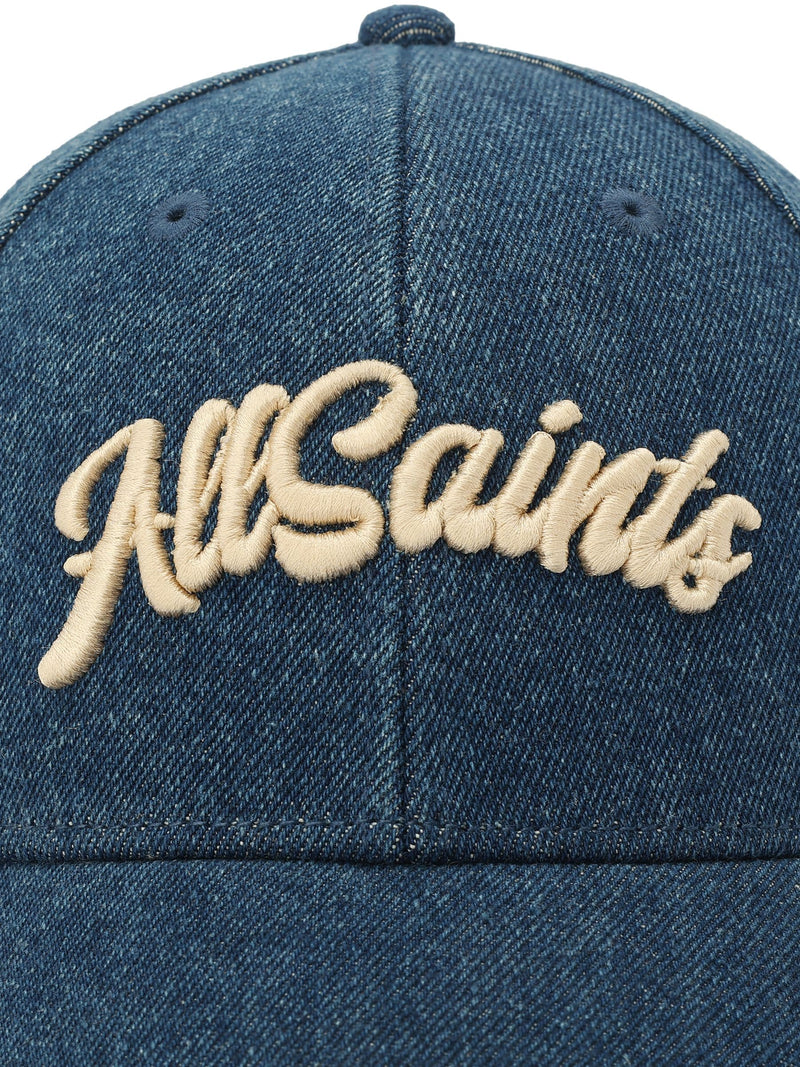 AllSaints blue denim baseball cap, imported from the UK