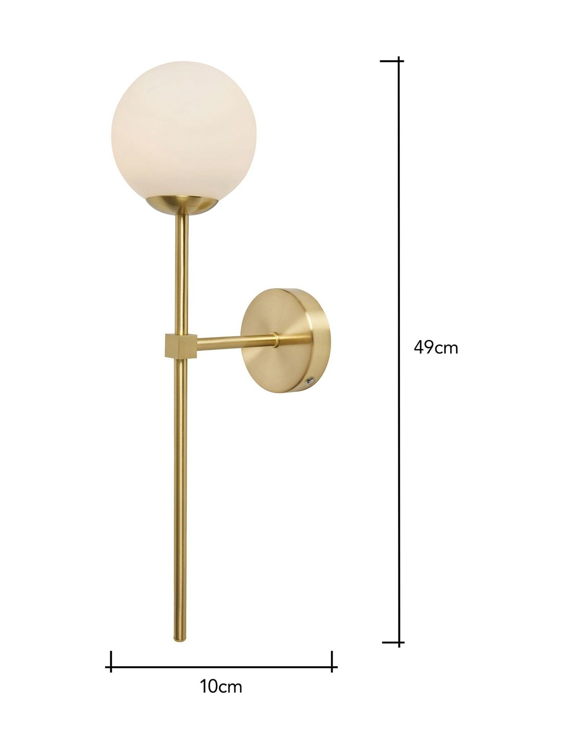 BHS satin brass USB-C rechargeable wall light, UK version