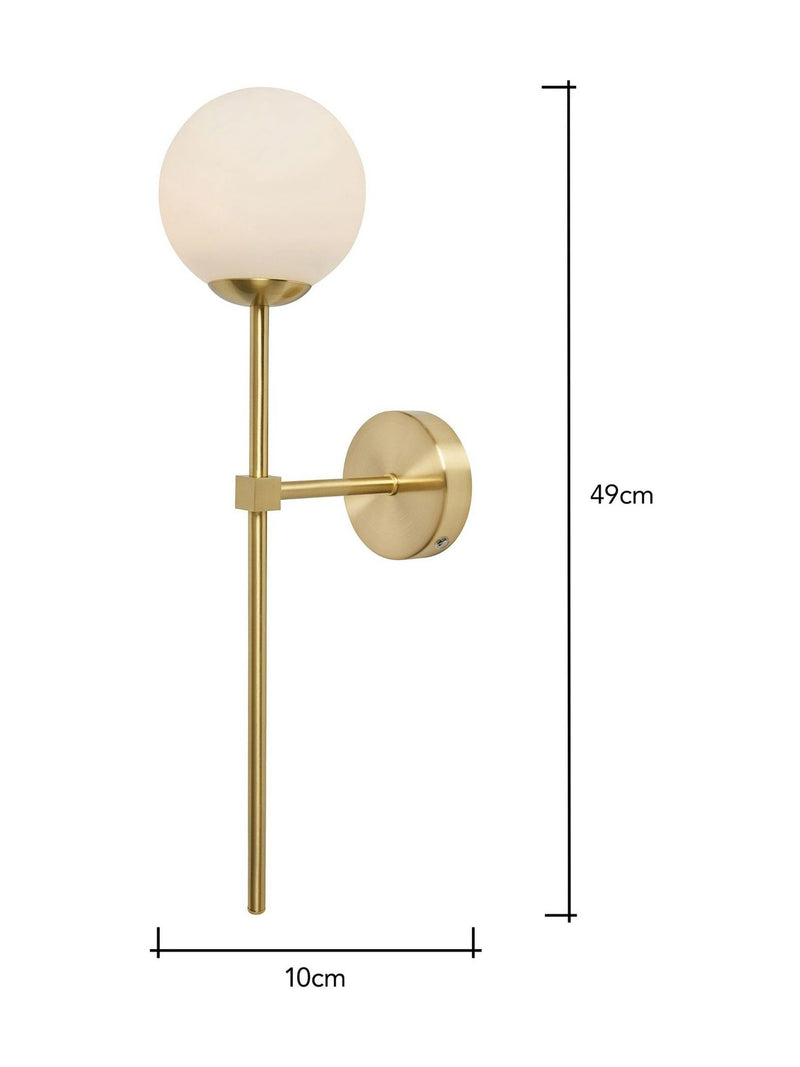 BHS satin brass USB-C rechargeable wall light, UK version