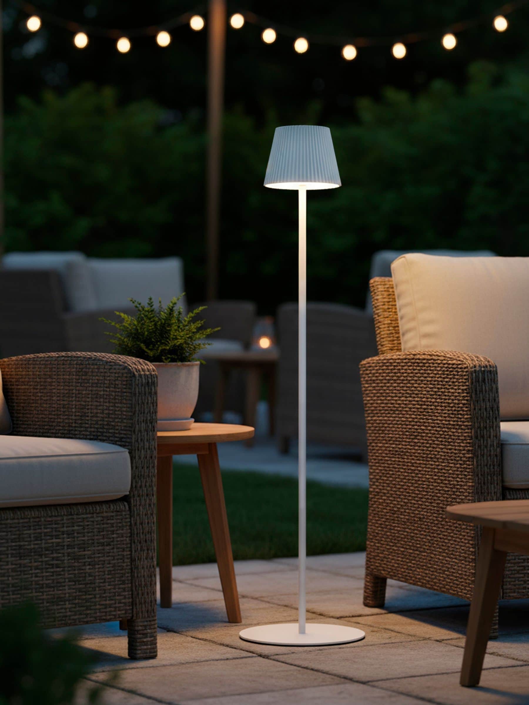 BHS White Esther USB-C rechargeable floor lamp, UK version