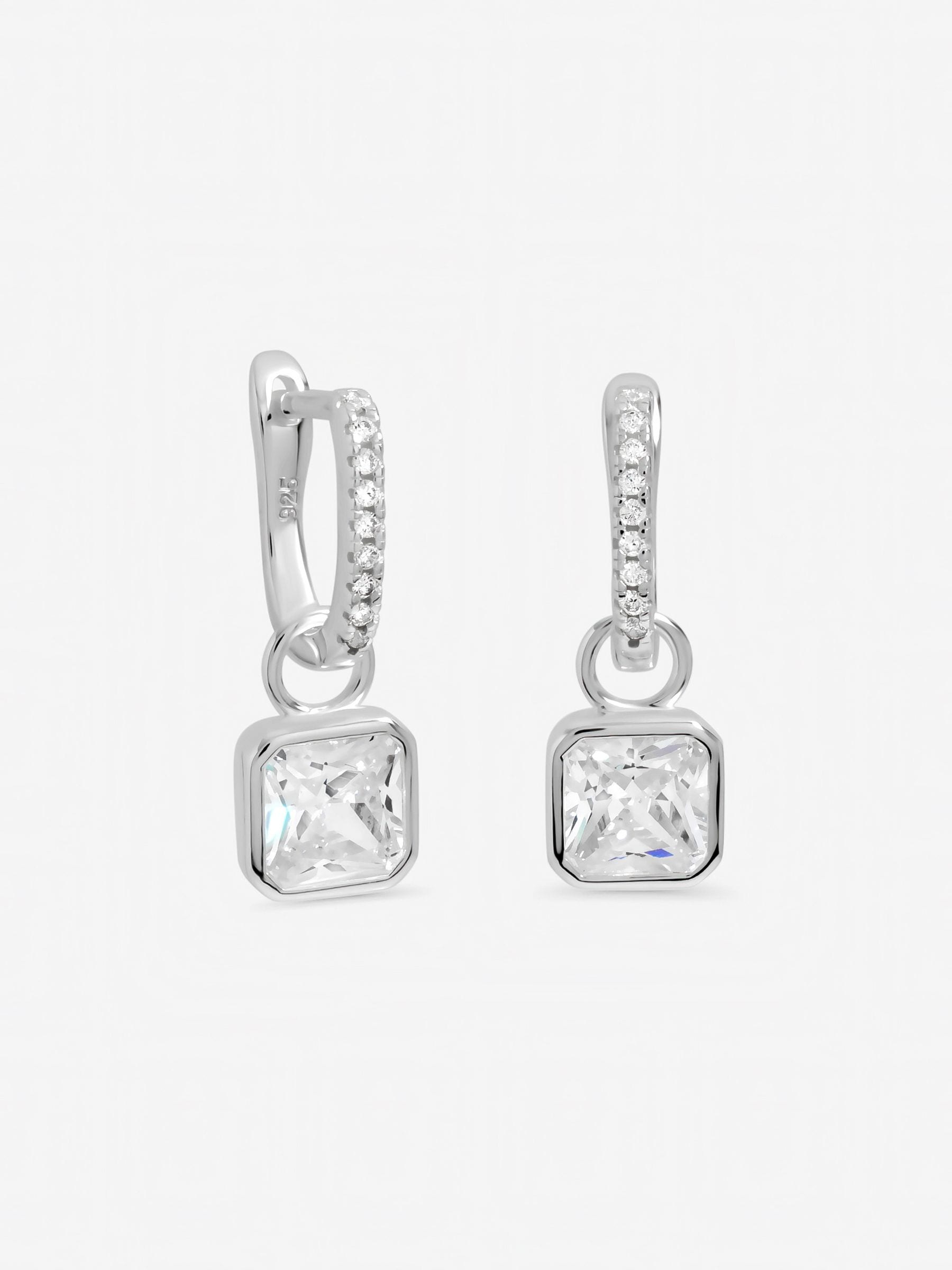 Inicio silver CZ drop hoops, UK version
