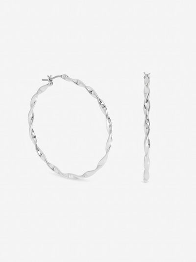 Next Inicio Silver Tone Large Twist Hoop Earrings- Buy online at McGrocer