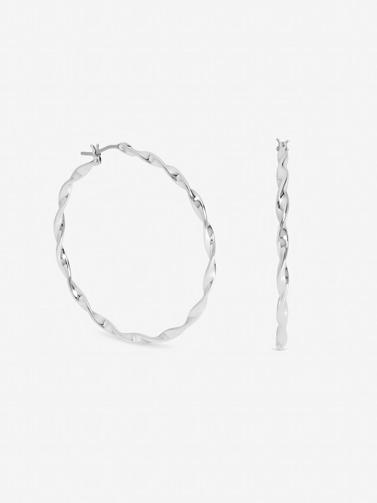 Inicio silver tone large twist hoop earrings (British brand)
