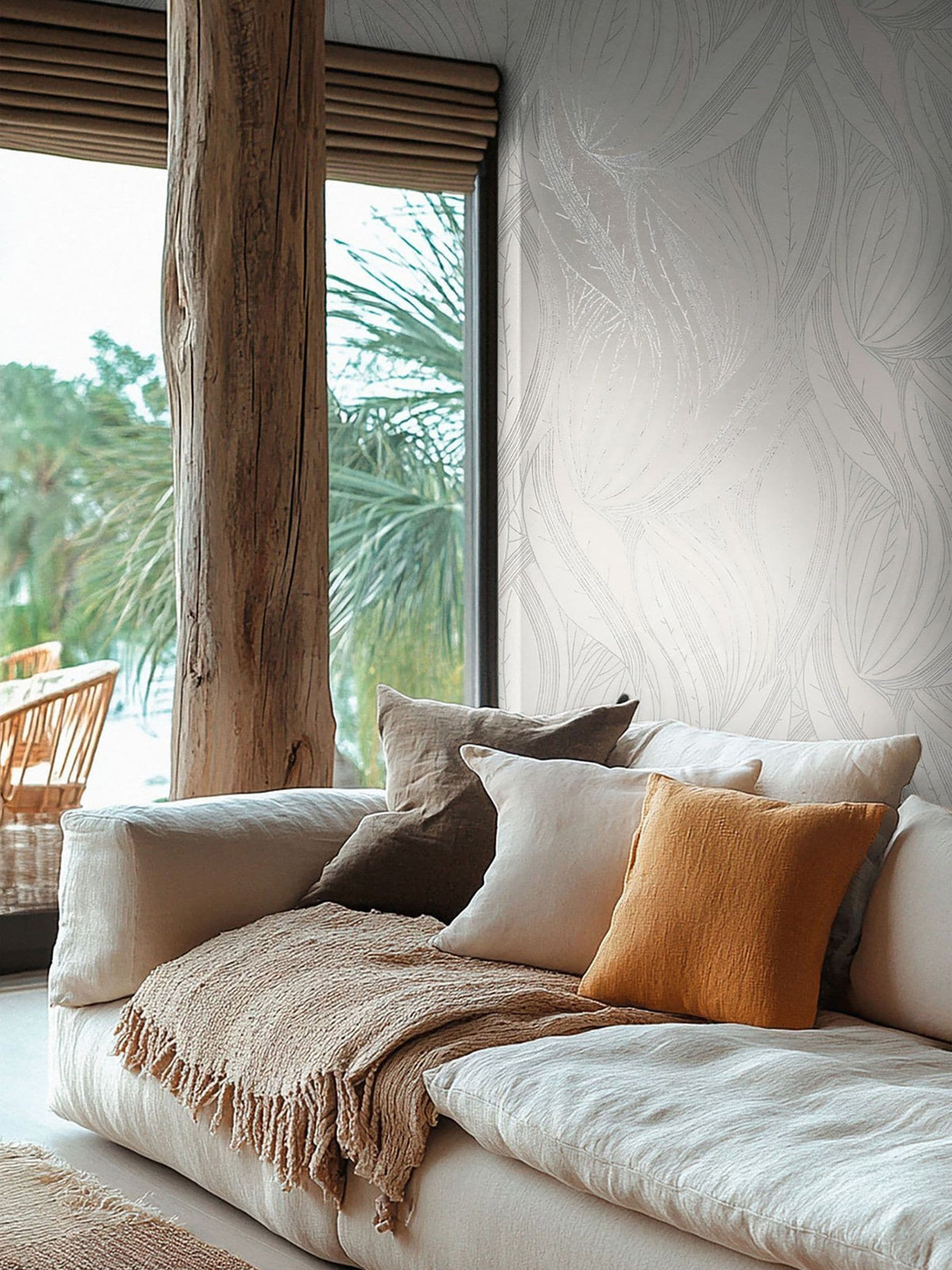 Galerie Wallcoverings White Horizon Tree Leaf 10.05M Wallpaper