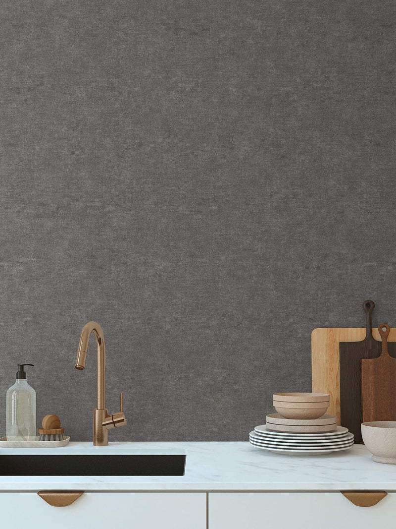 Galerie Wallcoverings Black Horizon Plain Texture 10.05M Wallpaper