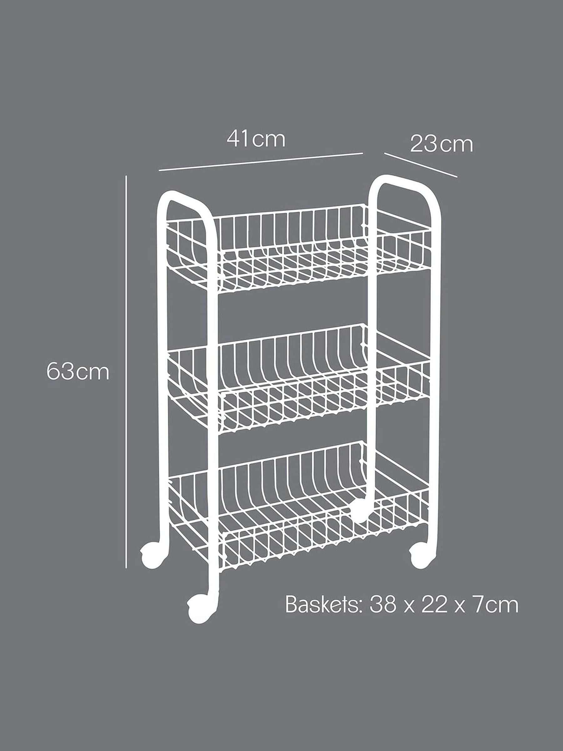 Metaltex black Lugano 3-tier rolling cart, UK version