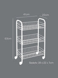 Metaltex black Lugano 3-tier rolling cart, UK version