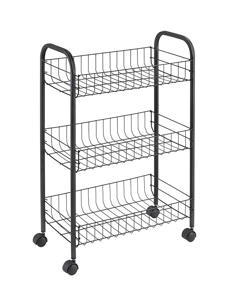 Metaltex black Lugano 3-tier rolling cart, UK version