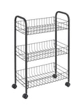 Metaltex black Lugano 3-tier rolling cart, UK version