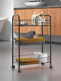Metaltex black Lugano 3-tier rolling cart, UK version