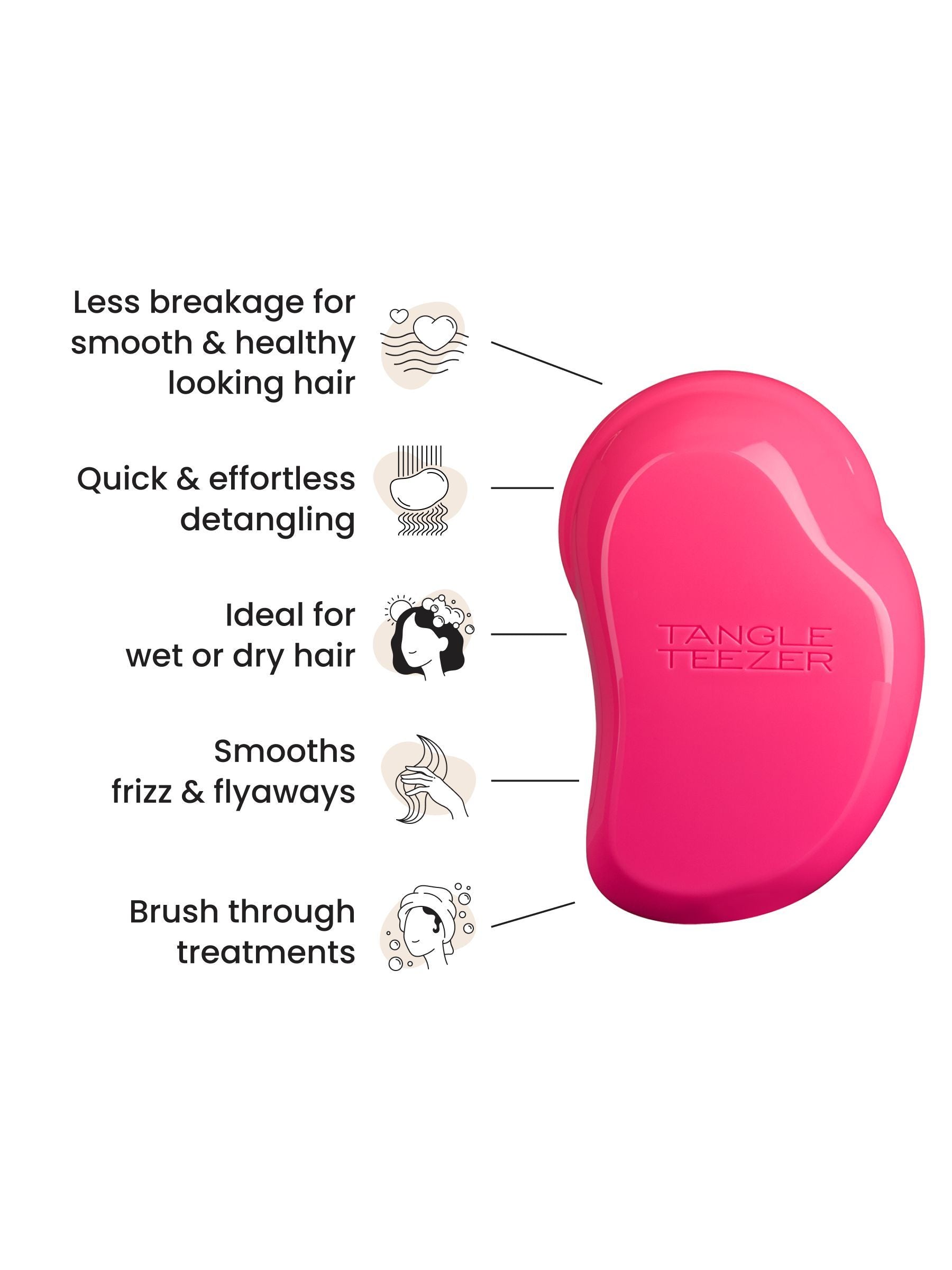 Tangle Teezer Original Pink Fizz hairbrush, imported from the UK