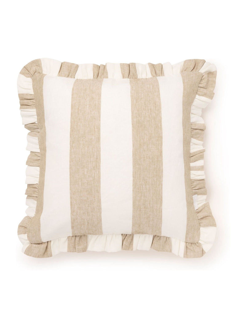Sophie Allport Witham Sand Stripe frill edge cushion 45x45cm - British product