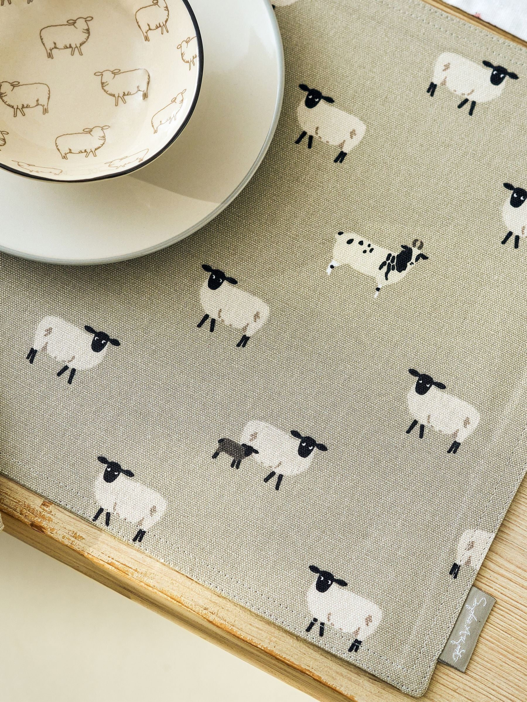 Sophie Allport grey sheep fabric placemats 30x40cm - British product